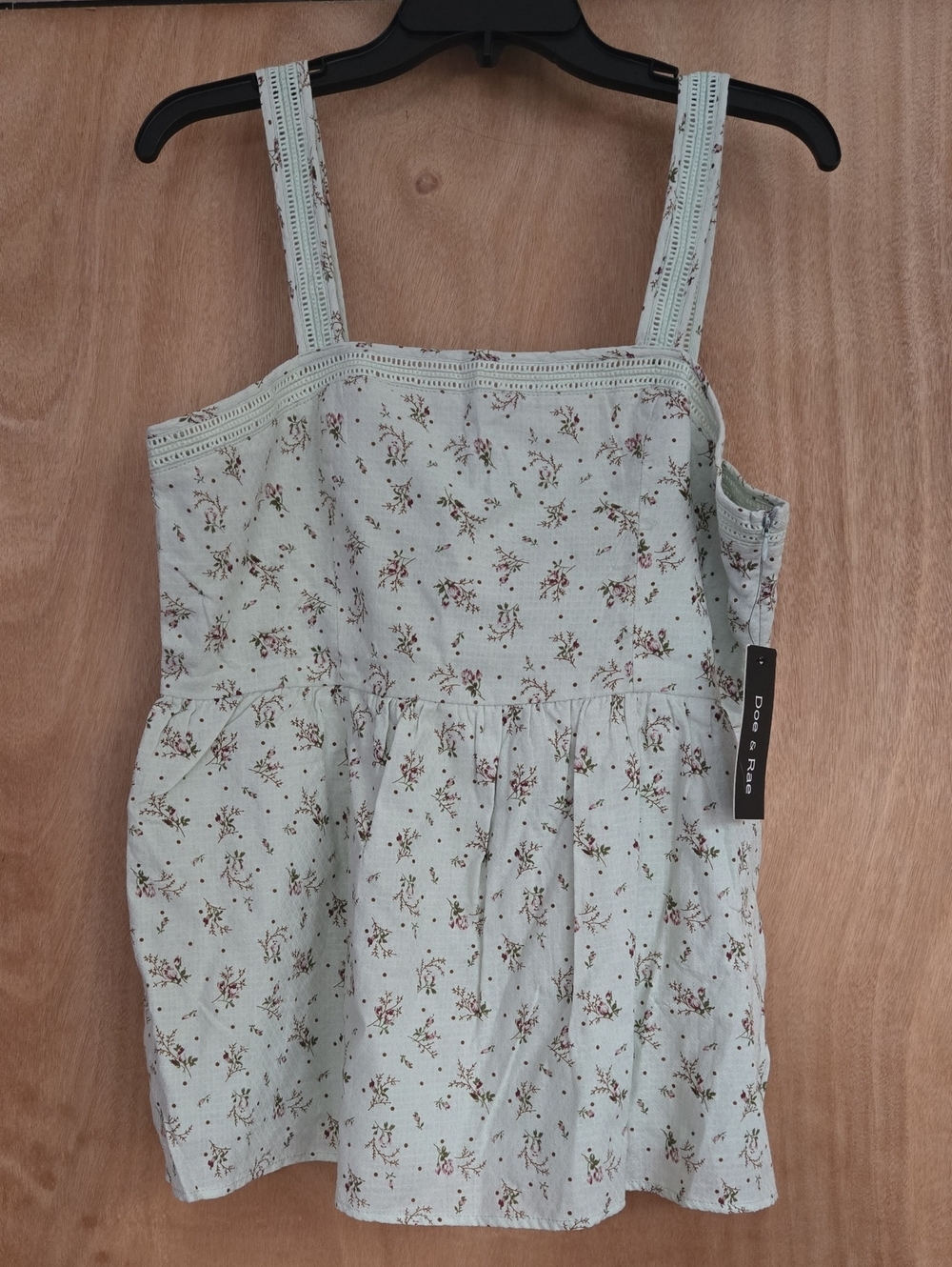 Doe & Rae Mint Green Floral Tank.